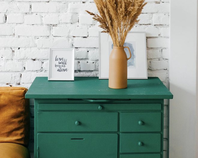 Green living room drawer